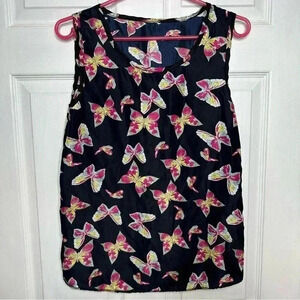 Butterfly Tank Top Sleeveless Flowy  Blue/Pink/Yellow Size Medium